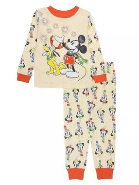 NWT Mickey and Goofy 2 piece Pajamas, 100% Cotton - Holiday, Size 3T